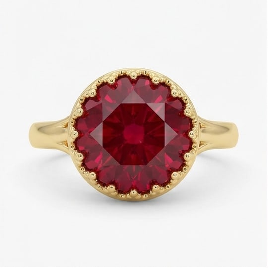 10.00 CT Ruby Lab-Grown Ring in Yellow Gold (1 of 4)