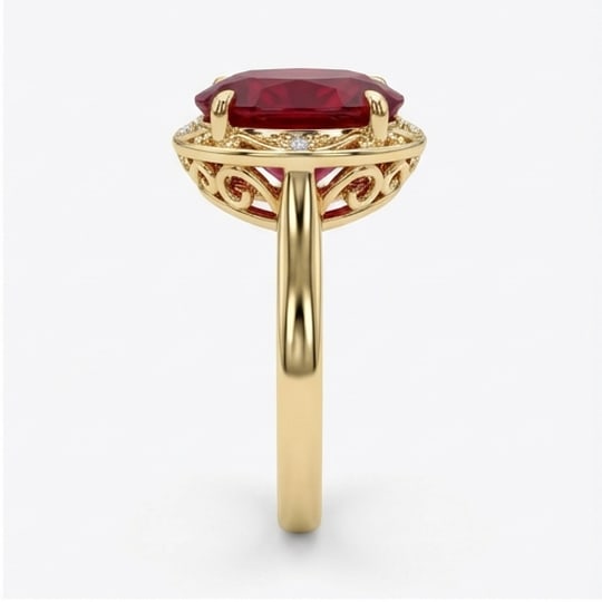 10.00 CT Ruby Lab-Grown Ring in Yellow Gold - 2