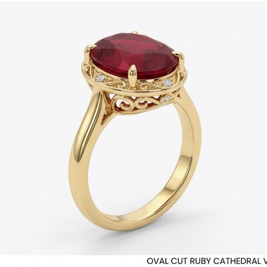 10.00 CT Ruby Lab-Grown Ring in Yellow Gold - 3