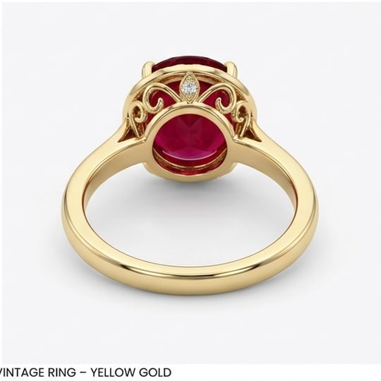 10.00 CT Ruby Lab-Grown Ring in Yellow Gold - 4