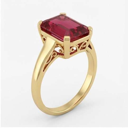 10.00 CT Ruby Lab-Grown Ring in Yellow Gold - 2
