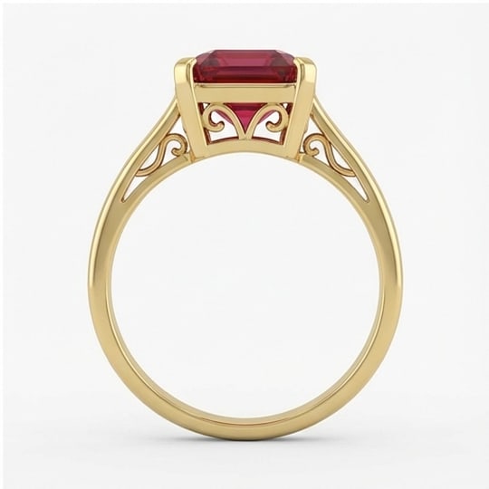 10.00 CT Ruby Lab-Grown Ring in Yellow Gold - 4