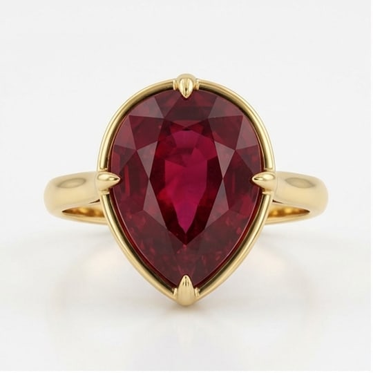 15.00 CT Ruby Lab-Grown Ring in Yellow Gold (1 of 4)