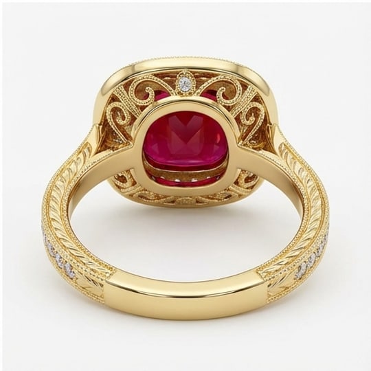 5.00 CT Ruby Lab-Grown Ring in Yellow Gold - 3
