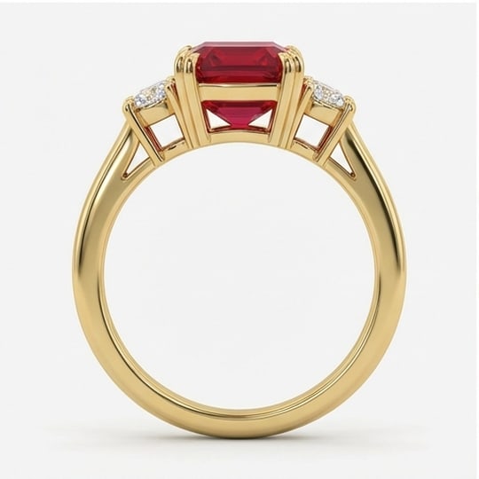 5.00 CT Ruby Lab-Grown Ring in Yellow Gold - 3