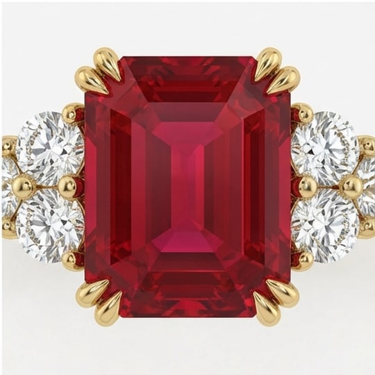 5.00 CT Ruby Lab-Grown Ring in Yellow Gold - 4