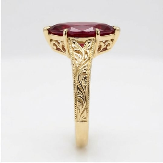 5.00 CT Ruby Lab-Grown Ring in Yellow Gold - 2