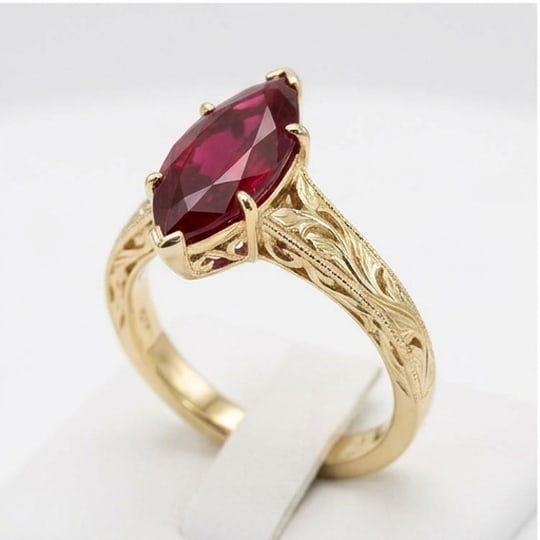 5.00 CT Ruby Lab-Grown Ring in Yellow Gold - 3