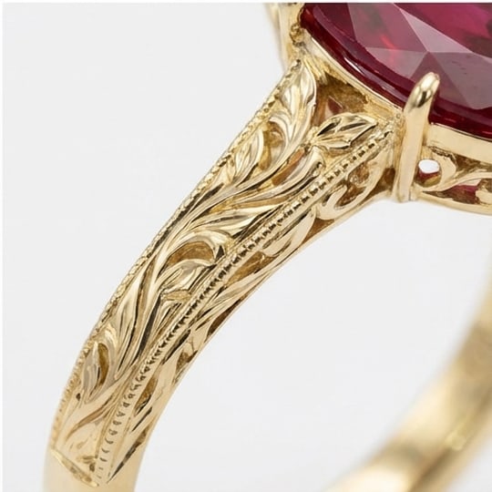 5.00 CT Ruby Lab-Grown Ring in Yellow Gold - 4