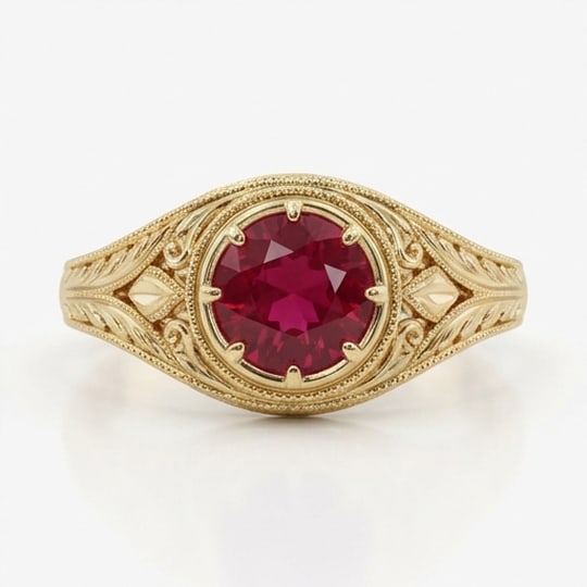 5.00 CT Ruby Lab-Grown Ring in Yellow Gold (1 of 4)