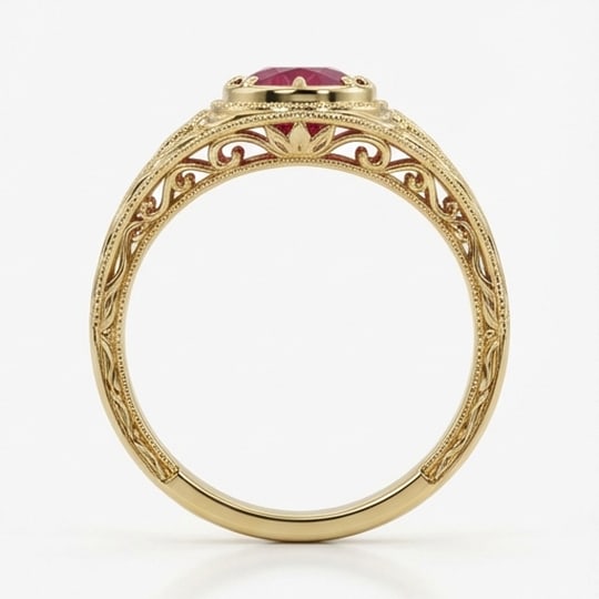 5.00 CT Ruby Lab-Grown Ring in Yellow Gold - 2