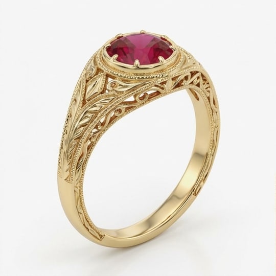 5.00 CT Ruby Lab-Grown Ring in Yellow Gold - 3