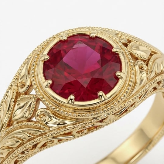 5.00 CT Ruby Lab-Grown Ring in Yellow Gold - 4