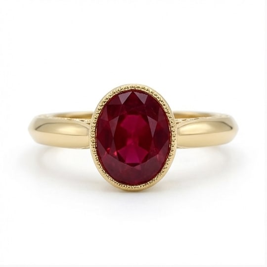 5.00 CT Ruby Lab-Grown Ring in Yellow Gold (1 of 3)