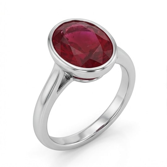 5.00 CT Ruby Lab-Grown Ring in White Gold - 3