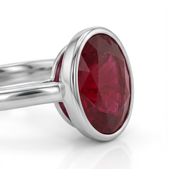 5.00 CT Ruby Lab-Grown Ring in White Gold - 4
