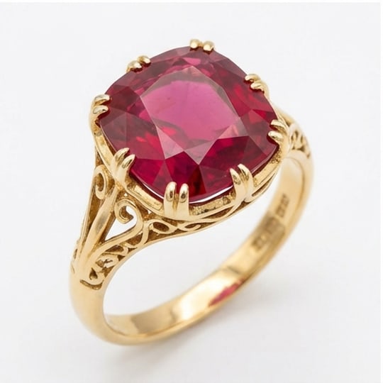 10.00 CT Ruby Lab-Grown Ring in Yellow Gold - 3