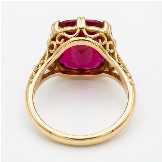 10.00 CT Ruby Lab-Grown Ring in Yellow Gold - 4