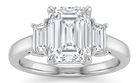 8.00 CT Lab grown diamond Lab-Grown Ring in White Gold: An exceptional 8.00 carat lab-grown lab grown diamond ring, expertly crafted in luxurious White Gold. The emerald cut with trapezoid side stones design highlights the brilliance of the lab-grown