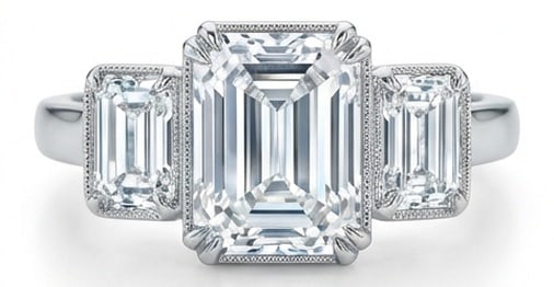 8.00 CT Lab grown diamond Lab-Grown Ring in White Gold: An exceptional 8.00 carat lab-grown lab grown diamond ring, expertly crafted in luxurious White Gold. The emerald cut with emerald cut side stones (three-stone) design highlights the brilliance of