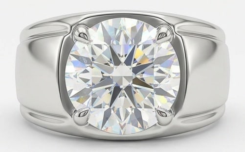 7.00 CT Lab grown diamond Lab-Grown Ring in White Gold: An exceptional 7.00 carat lab-grown lab grown diamond ring, expertly crafted in luxurious White Gold. The round cut flush tension set in wide band design highlights the brilliance of the lab-grown