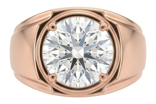 5.00 CT Lab grown diamond Lab-Grown Ring in Rose Gold: An exceptional 5.00 carat lab-grown lab grown diamond ring, expertly crafted in luxurious Rose Gold. The round cut in heavy gypsy setting with accents design highlights the brilliance of the lab-grown