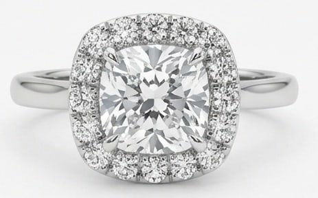 4.00 CT Lab grown diamond Lab-Grown Ring in White Gold: An exceptional 4.00 carat lab-grown lab grown diamond ring, expertly crafted in luxurious White Gold. The cushion cut with halo design highlights the brilliance of the lab-grown center stone, accented