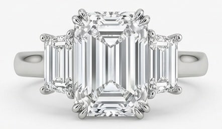 10.00 CT Lab grown diamond Lab-Grown Ring in White Gold: An exceptional 10.00 carat lab-grown lab grown diamond ring, expertly crafted in luxurious White Gold. The emerald cut with emerald cut side stones (three-stone) design highlights the brilliance of th