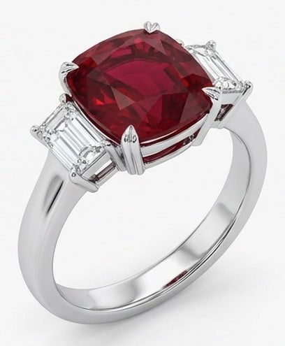 10.00 CT Ruby Lab-Grown Ring in White Gold - 3