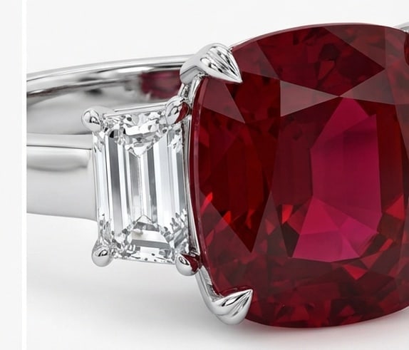 10.00 CT Ruby Lab-Grown Ring in White Gold - 4