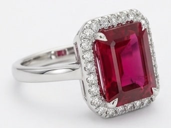 10.00 CT Ruby Lab-Grown Ring in White Gold - 4