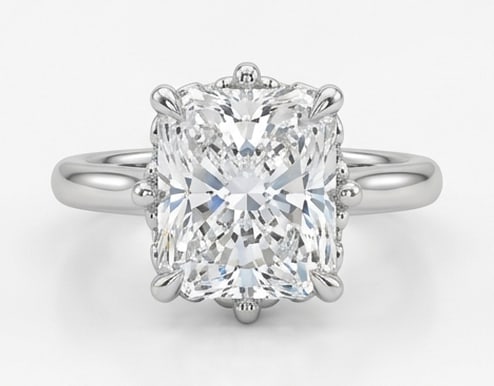 6.00 CT Lab Grown Diamond Lab-Grown Ring in White Gold: An exceptional 6.00 carat lab-grown lab grown diamond ring, expertly crafted in luxurious White Gold. The elongated cushion/radiant cut solitaire with double claw prongs design highlights the brillian