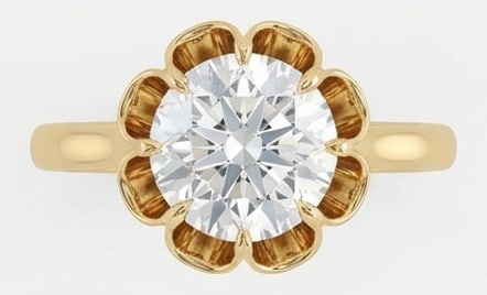 4.00 CT Lab Grown Diamond Lab-Grown Ring in Yellow Gold: An exceptional 4.00 carat lab-grown lab grown diamond ring, expertly crafted in luxurious Yellow Gold. The round cut in a vintage buttercup/floral prong setting design highlights the brilliance of the