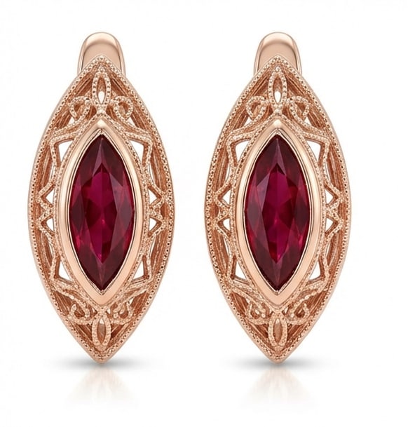 5.00 CT Ruby Lab-Grown Earring in Rose Gold (1 of 2)
