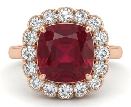 10.00 CT Ruby Lab-Grown Ring in Rose Gold (1 of 4)