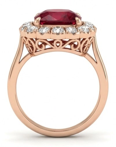 10.00 CT Ruby Lab-Grown Ring in Rose Gold - 2