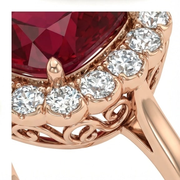 10.00 CT Ruby Lab-Grown Ring in Rose Gold - 3