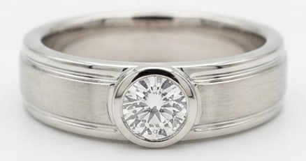 2.00 CT Lab Grown Diamond Lab-Grown Ring in White Gold: An exceptional 2.00 carat lab-grown lab grown diamond ring, expertly crafted in luxurious White Gold. The round cut flush set in a wide modern band design highlights the brilliance of the lab-grown ce