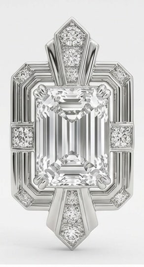 3.00 CT Lab Grown Diamond Lab-Grown Pendant in White Gold: An exceptional 3.00 carat lab-grown lab grown diamond pendant, expertly crafted in luxurious White Gold. The art deco geometric emerald cut drop with pavé accents design highlights the brilliance