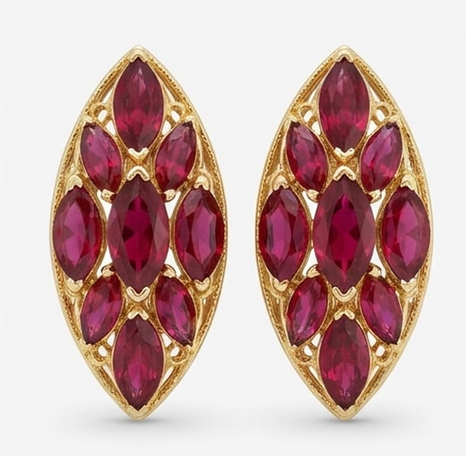 2.00 CT Ruby Lab-Grown Earring in Yellow Gold (1 of 2)