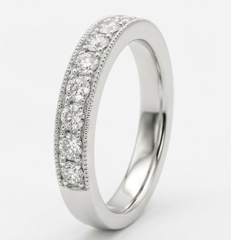 1.50 CT Lab grown diamond Lab-Grown Ring in White Gold: An exceptional 1.50 carat lab-grown lab grown diamond ring, expertly crafted in luxurious White Gold. The pave set eternity band design highlights the brilliance of the lab-grown center stone, accente