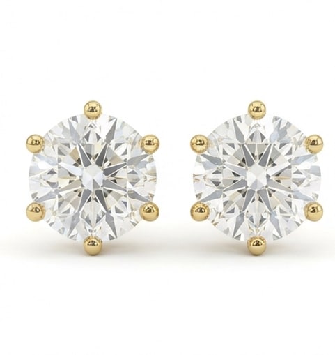4.00 CT Lab grown diamond Lab-Grown Earring in Yellow gold: An exceptional 4.00 carat lab-grown lab grown diamond earring, expertly crafted in luxurious Yellow gold. The round solitaire studs design highlights the brilliance of the lab-grown center stone, acce
