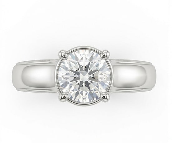 2.00 CT Lab grown diamond Lab-Grown Ring in White Gold: An exceptional 2.00 carat lab-grown lab grown diamond ring, expertly crafted in luxurious White Gold. The round solitaire wide band design highlights the brilliance of the lab-grown center stone, acce