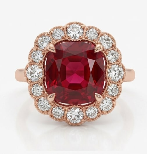 5.00 CT Ruby Lab-Grown Ring in Rose gold (1 of 3)