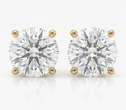 4.00 CT Lab grown diamond Lab-Grown Earring in Yellow gold: An exceptional 4.00 carat lab-grown lab grown diamond earring, expertly crafted in luxurious Yellow gold. The round solitaire studs design highlights the brilliance of the lab-grown center stone,