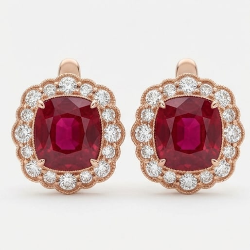 4.00 CT Ruby Lab-Grown Earring in Rose gold (1 of 3)