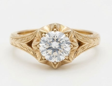 4.00 CT Lab grown diamond Lab-Grown Ring in Yellow gold: An exceptional 4.00 carat lab-grown lab grown diamond ring, expertly crafted in luxurious Yellow gold. The round solitaire with vintage engraved shoulders design highlights the brilliance of the lab-g