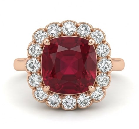 5.00 CT Ruby Lab-Grown Ring in Rose gold (1 of 3)