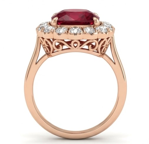 5.00 CT Ruby Lab-Grown Ring in Rose gold - 3