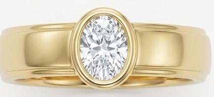 2.00 CT Lab grown diamond Lab-Grown Ring in Yellow gold: An exceptional 2.00 carat lab-grown lab grown diamond ring, expertly crafted in luxurious Yellow gold. The oval cut bezel set solitaire design highlights the brilliance of the lab-grown center stone,